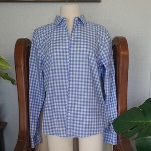 UNTUCKit Blue and White Checkered Womens Shirt